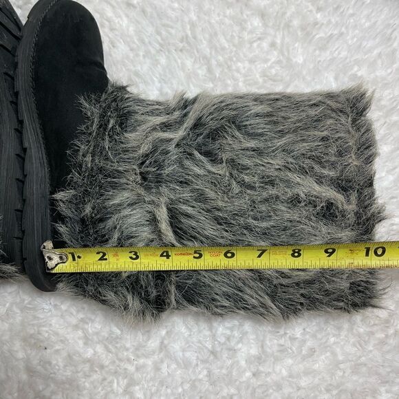 Muk Luks Winter Boots reversal Blk faux suede,navy blue knit & gray faux… - Picture 6 of 12